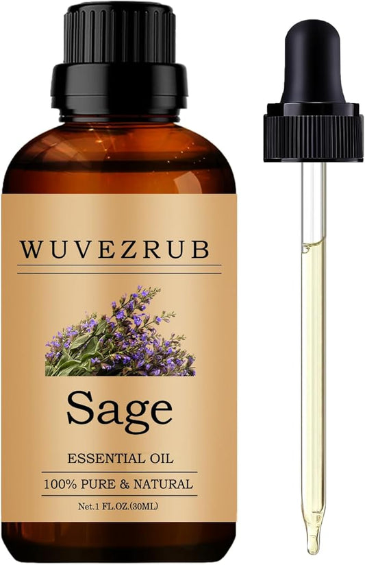 Sage Essential Oils, 30ML Pure and Natural Essential Oil for Aromatherapy Diffuser - 1 Fl Oz