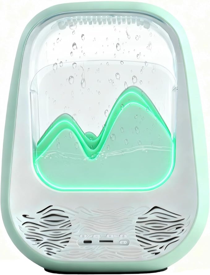 8-in-1 White Noise Sound Machine with Aroma Diffuser, Rain Sound Machine for Sleeping, Stress Relief, Waterfall Sound Machine Night Light Timer for Bedroom Office Home Decor, Green