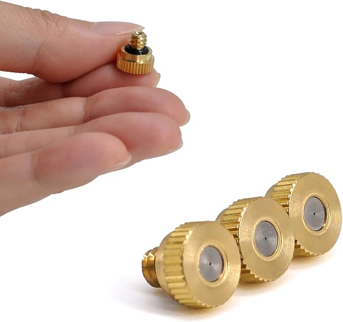 32 Pack- Brass Misting Nozzles For Outdoor Cooling System, 0.012” Orifice (0.3 mm) 10/24 UNC