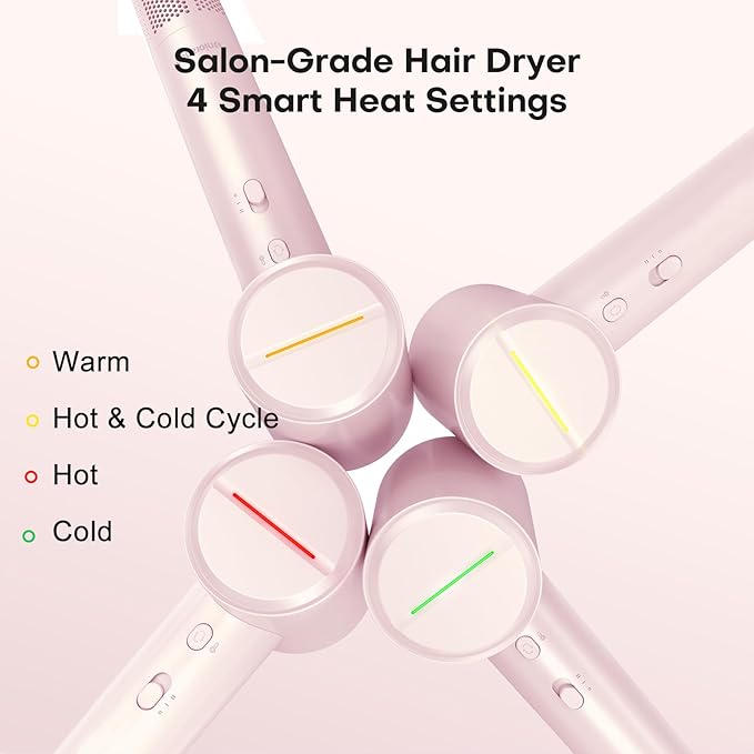 High Speed Hair Dryer 110000 RPM with 1 Billion Plasma Ions, Ionic Blow Dryer Frizz Free Fast Drying with Magnetic Diffuser for Curly Hair, Low Noise Lightweight Thermo Control Hair Dryers for Women