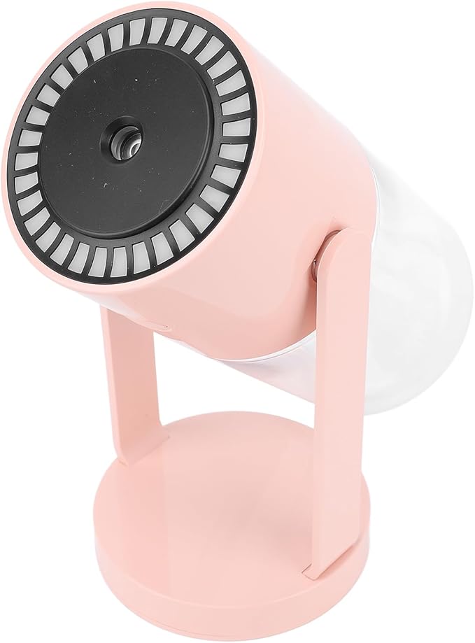 Small Cool Mist Humidifiers Low Noise with Night Light, Mini Desk Humidifier Shaking Head, Portable Humidifiers for Travel Car Office Home Indoor Bedroom, White Pink (Pinkish)