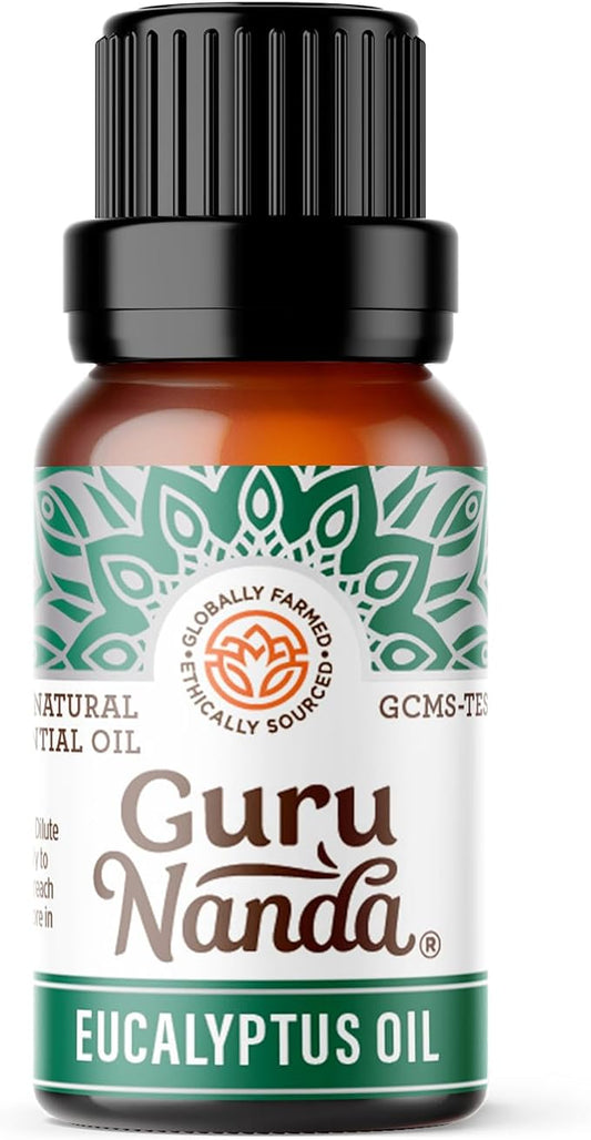 GuruNanda Eucalyptus Essential Oil -100% Pure, Natural and Undiluted Aromatherapy Oil for Diffusers - Enhances Your Breathing Space- Perfect for Massages (0.5 Fl Oz)