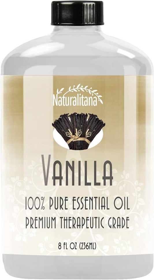 Naturalitana Best Vanilla Essential Oil - Aromatherapy Essential Oil for Diffuser, Soap, Bath Bombs, Candles, and More (8oz Bulk Vanilla)