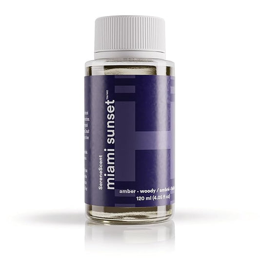 Homedics SereneScent Waterless Diffuser Oil Refill — Miami Sunset (120ml). Bright & Tropical Home Fragrance. Compatible with SereneScent Diffusers. Easy Twist Plug & Play