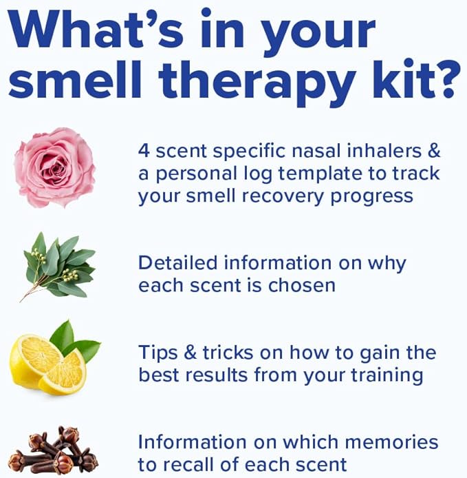 MOXĒ Smell Training Kit, Made in USA, 4 Essential Oils, Olfactory Regeneration, Helps Restore Sense of Smell, Natural Therapy for Smell Loss, Lemon, Rose, Clove, Eucalyptus, Guidebook, Personal Log