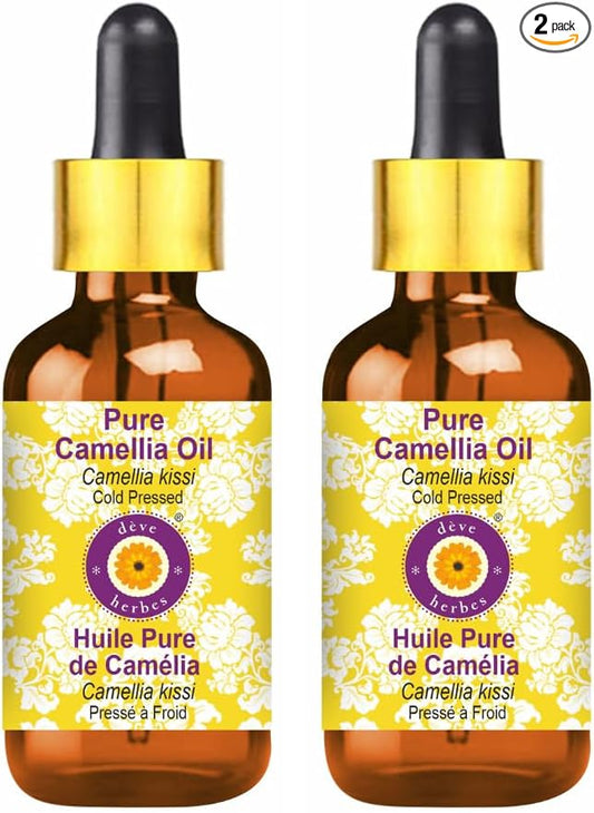 Deve Herbes Pure Camellia Oil (Camellia kissi) Cold Pressed 100ml X 2 (6.76 Oz)