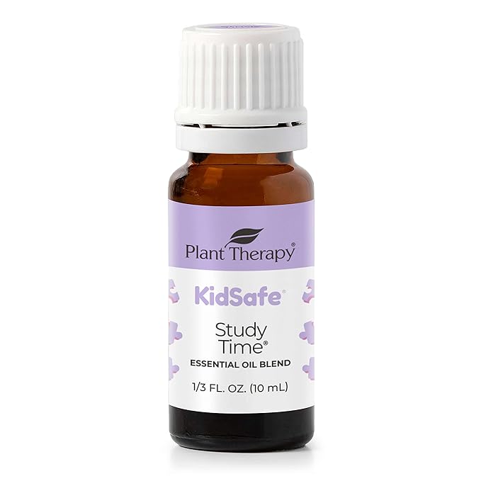 Plant Therapy KidSafe Study Time Essential Oil Blend 10 mL (1/3 oz), 100% Pure, Undiluted, Aromatherapy for Focus, Mind Calming, Concentration Blend for Kids