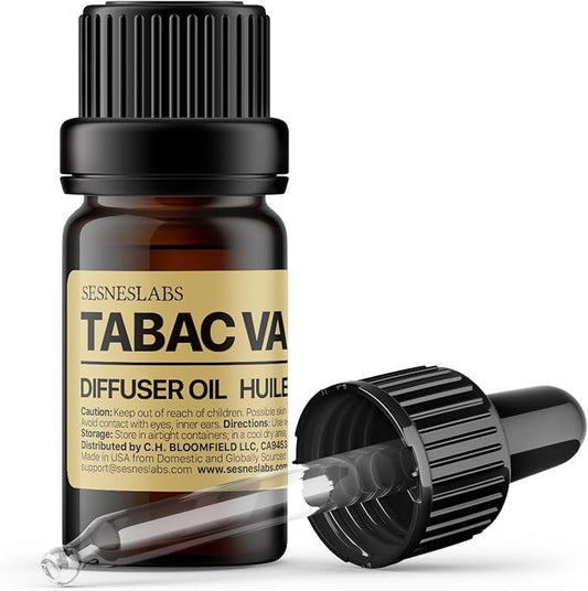 sesneslabs Tabac Vanille Diffuser Oil, Niche Fall/Winter Scent, Tobacco Leaf, Vanilla, Spices, Musk Essential Oils Blend for Ultrasonic Diffuser (.33 oz/10 ml)