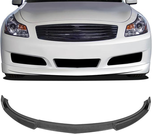 SCITOO 3PCS Front Bumper Lip Compatible for 2007-2009 for Infiniti G35 G37 Sedan Front Lip Spoiler Glossy Carbon Look (PP) Plastic Air Dam