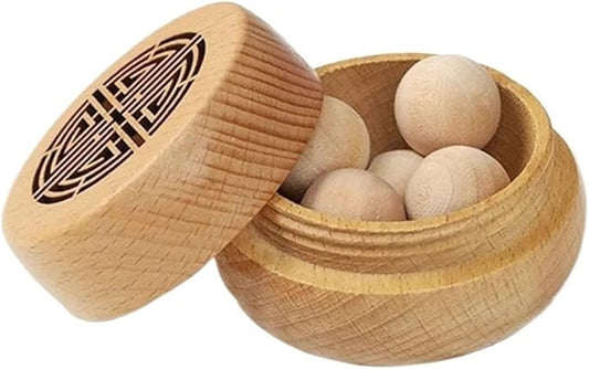 2set Ancient Portable No Perfume DIY Fragrance Wooden Box Aroma Diffuser Decorations Items Living Room Bedroom Car Home Accessories(Wood Balls in Box)