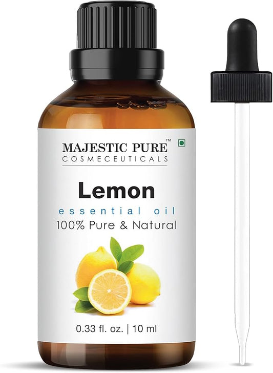 Majestic Pure Lemon Essential Oil - 100% Pure Lemon Oil for Aromatherapy, Massage & Topical Uses, Perfect for Diffuser & Essential Oil Diffuser - 1 Fl Oz