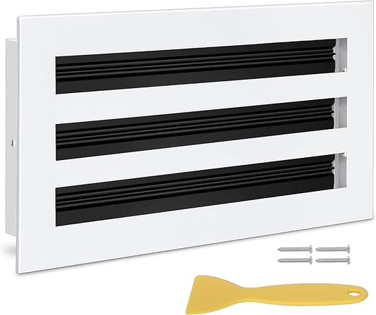 12x6 Modern AC Vent Cover, Decorative White Air Vent (Duct Opening Cutout), All Aluminium Standard Linear Slot Diffuser, Low Noise - Register Grille for Ceiling, Walls & Floors