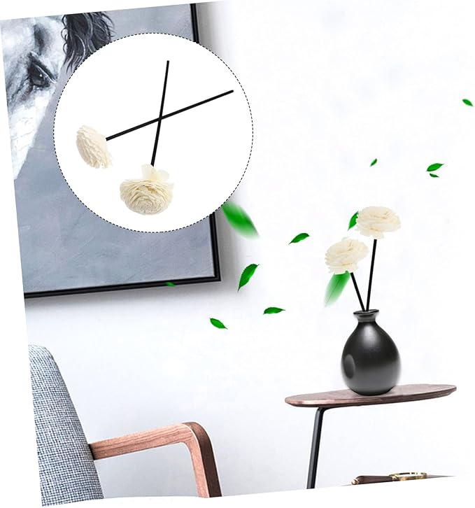 2Pcs Aroma Diffuser Sticks with Flower Design Essential Oil Volatile Rods for Home Fragrance Safe No Flame Required for Room Decoration and Scent Distribution