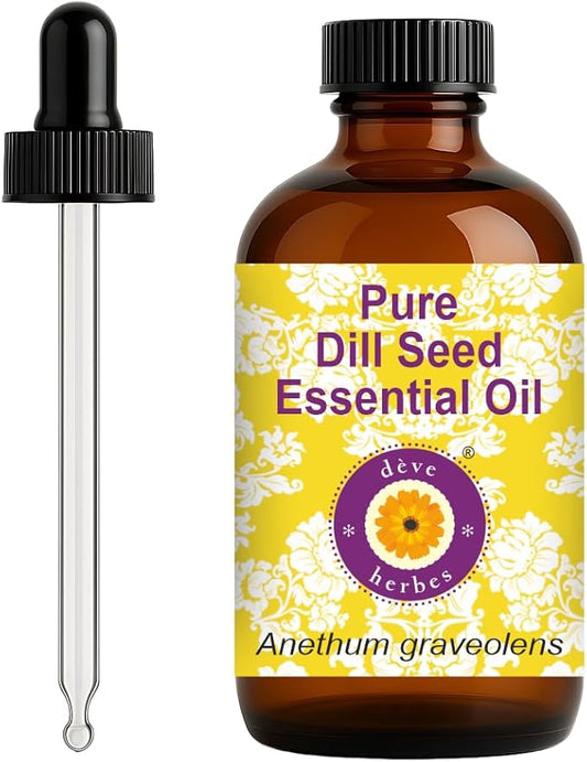 dève herbes Dill Seed Essential Oil (Anethum graveolens) with Glass Dropper | Pure | Non-Sticky | Non-Greasy | Lightweight | Men & Women | All Skin Types | Steam Distilled 120ml (4 oz)