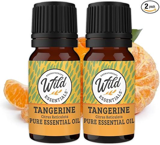 Wild Essentials Tangerine 100% Pure Essential Oil 2 Pack - 10ml, Therapeutic Grade, Made and Bottled in The USA, Uplifting, Calming