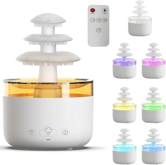 Humidifier, Rain Cloud Essential Oil Diffuser with Cool Mist, 500ml Aromatherapy Diffuser for Bedroom, 7 Color LED Night Light, Ultra Quiet, Auto Shut-Off, for Women & Men