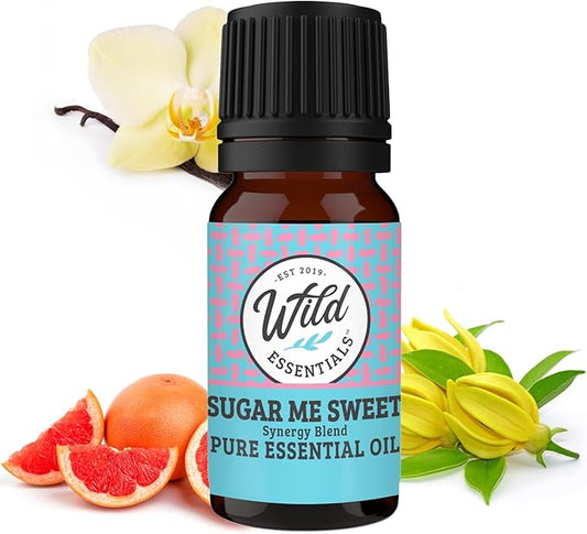 Wild Essentials Sugar Me Sweet 100% Pure Essential Oil Synergy Blend, 10ml, Therapeutic Grade, Use for Mood Boost, Motivation, Happiness, Optimism, Made and Bottled in The USA