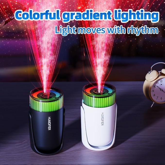 Mini Humidifier with LED Starry Sky Projector, 2 Mist Modes, Silent Operation, USB Powered (white)