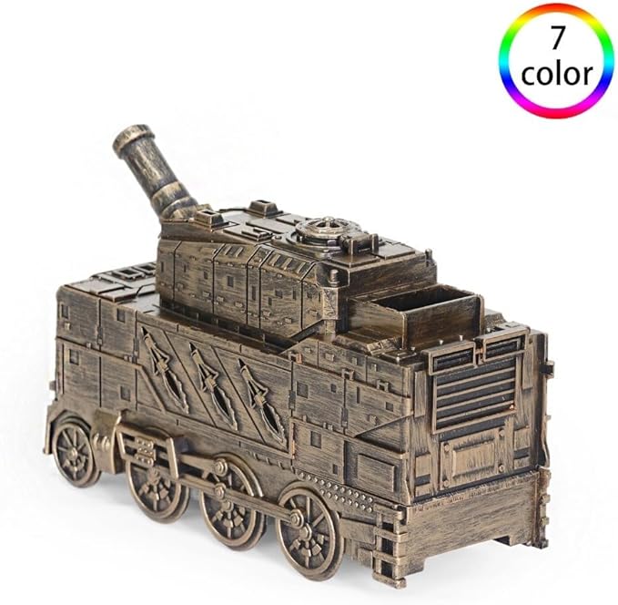 Essential Oil Diffuser, Tank Diffuser 300ML Essential Oil Diffuser, Flame Effect Cool Mist Humidifier, 2 Spray Modes, Retro Train-Shaped Aroma Diffuser for Home,Bedroom,Office,Yoga(Bronze)