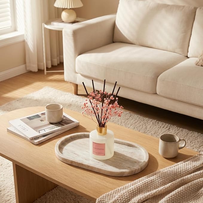 COCORRÍNA Reed Diffuser - Strawberry with Cream 6.7 fl oz Reed Diffuser with Sticks, Bedroom Bathroom Shelf Decor