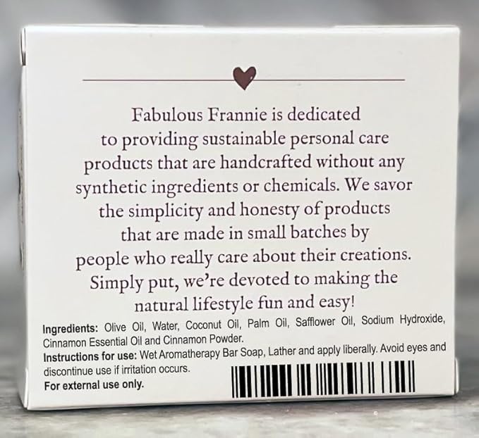 Fabulous Frannie Cinnamon Essential Oil Herbal Soap Gift Set each made with Cinnamon Pure Essential Oil 4 Ounce (Pack of 2)