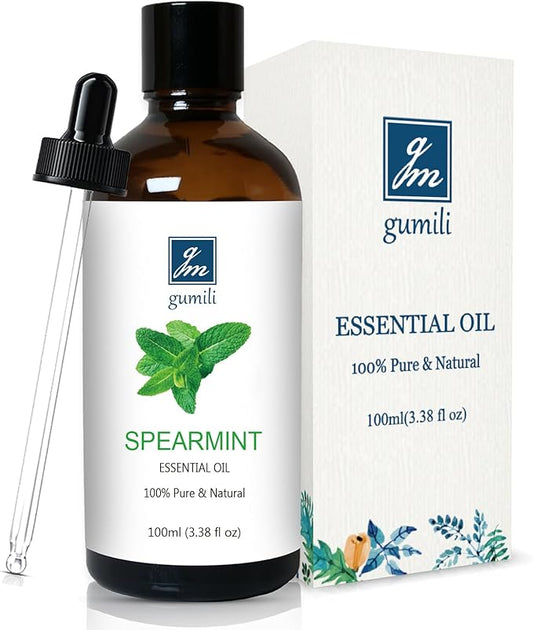 GM Gumili Spearmint Essential Oil, 100% Pure Undiluted Spearmint Oil for Skin, Hair, Aromatherapy - 100ml/3.38 oz