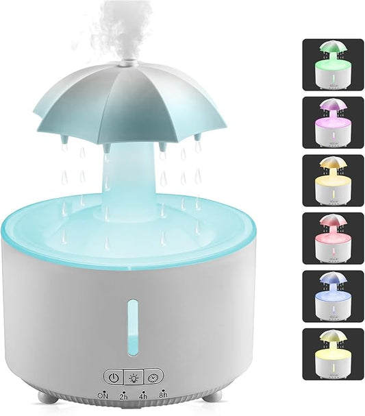 Missfly 300ml Cloud Shape Cool Mist Humidifier Diffuser, 360° Rotatable, Quiet Auto Safety Shutoff, Easy Refill Home Bedroom Office (White)