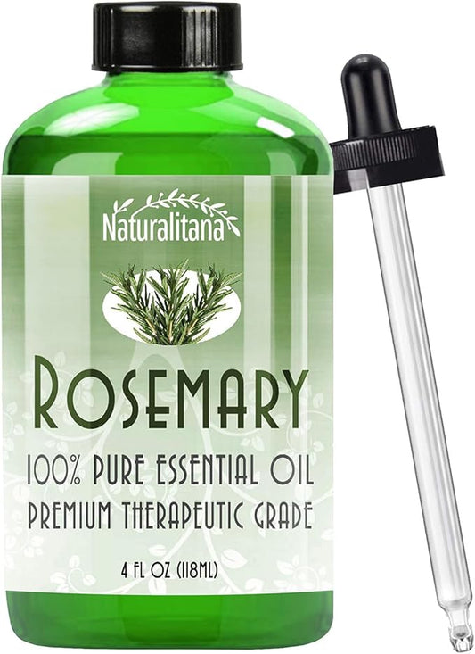 Naturalitana Rosemary Essential Oil - Therapeutic Grade for Aromatherapy, Diffuser, Hair Growth, Soap Making, Dropper - 4 fl oz - Rosemerry Oil