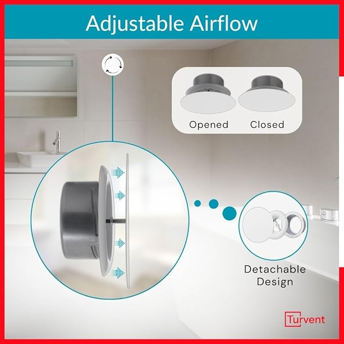 4 inch White Metal Diffuser - Adjustable Vent for Wall - Ceiling Duct Cover with Front Plate - Universal Valve for Exhaust an Supply Air - Round Ventilation Covers for Bathroom Kitchen Garage