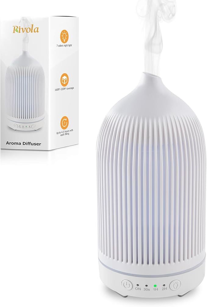 Essential Oil Diffuser 200ML Aromatherapy Diffuser Cool Mist 7 Color & Waterless Auto Off, Air Diffusers for Home Office Bedroom(White)