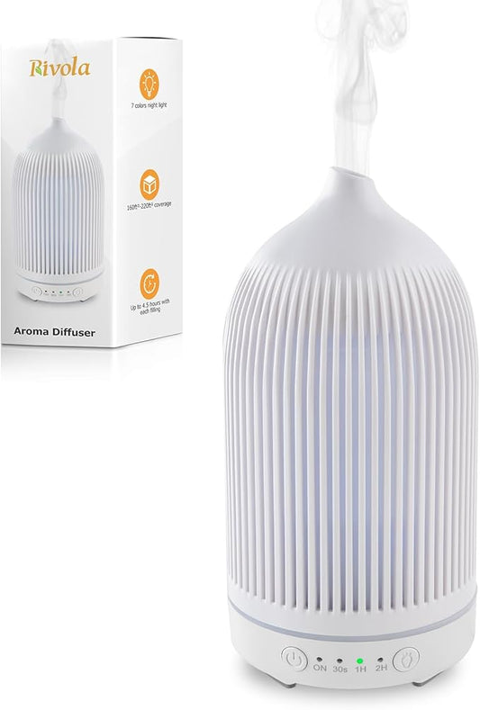 Essential Oil Diffuser 200ML Aromatherapy Diffuser Cool Mist 7 Color & Waterless Auto Off, Air Diffusers for Home Office Bedroom(White)
