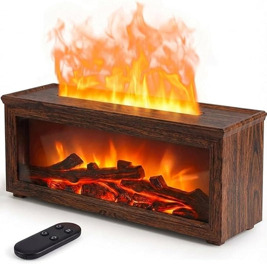 Essential Oil Diffuser, 7-Color Fireplace Fire Flame Aromatherapy Humidifier, 280ml Ultrasonic Aroma Diffuser Cozy Gift with Time Sets and Remote Control for Bedroom Home Yoga Office