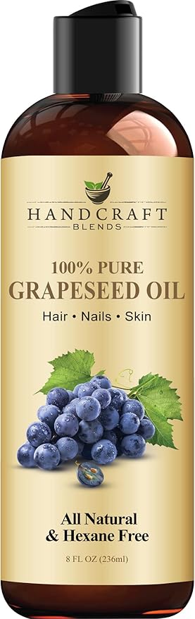 Handcraft Blends Grapeseed Oil | 100% Pure and Natural | Bath & Body Oil | Premium Grade Carrier Oil | Skin | Hair | Body | Massage | Cold-Pressed | Hexane-Free | 8 Fl Oz