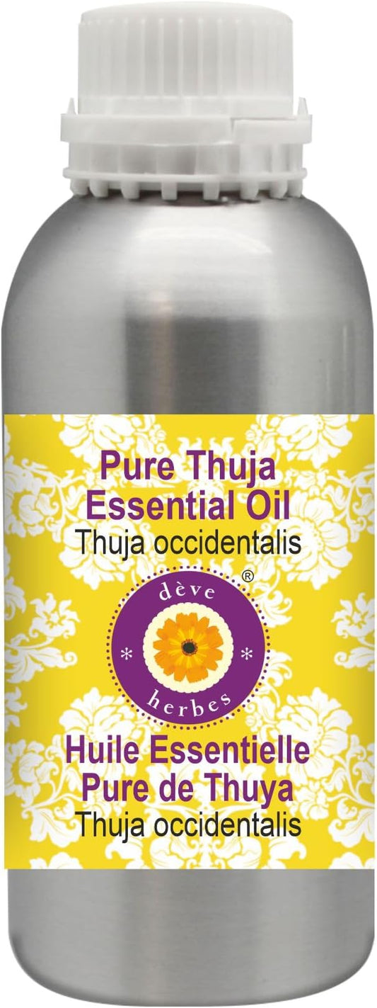 Deve Herbes Pure Thuja Essential Oil (Thuja occidentalis) Steam Distilled 300ml (10 oz)