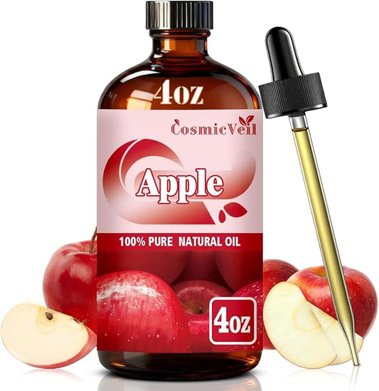 Apple Fresh Essential Oil Apple Oil for Aroma Diffuser,Humidifier,Home Fragrance,Cleaning,Body Care,Massage,Yoga,DIY Candle,DIY Soap CosmicVeil（Apple Fresh，4 Fl Oz (Pack of 1)）