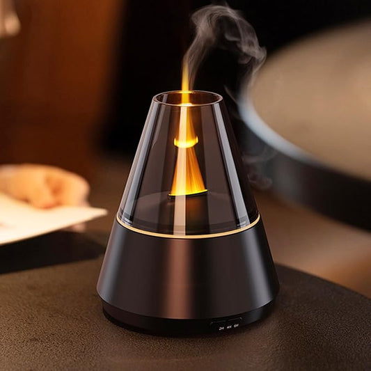 Flame Essential Oil Diffuser, Upgrade 7 Colour Lights Aromatherapy Diffuser, Oil Diffuser, Air Humidifier, Aroma Diffusers for Home, Bedroom, Office, Yoga, Timer & Waterless Auto Off