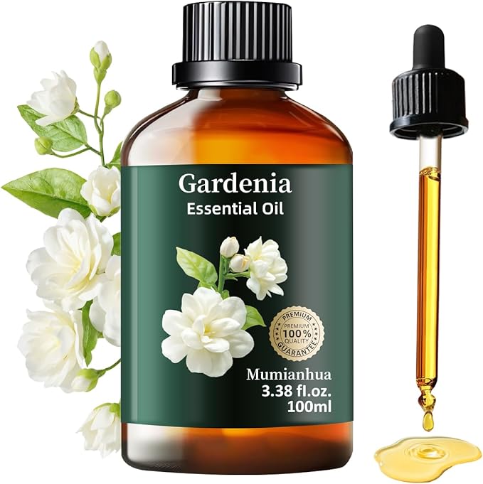 Gardenia Essential Oil, Pure Gardenia Oil Mumianhua Natural & Undiluted for Diffuser, Natural Perfume, Skin & Hair Care, DIY Soap & Candle Making, 3.38 Fl Oz
