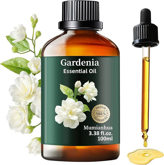 Gardenia Essential Oil, Pure Gardenia Oil Mumianhua Natural & Undiluted for Diffuser, Natural Perfume, Skin & Hair Care, DIY Soap & Candle Making, 3.38 Fl Oz