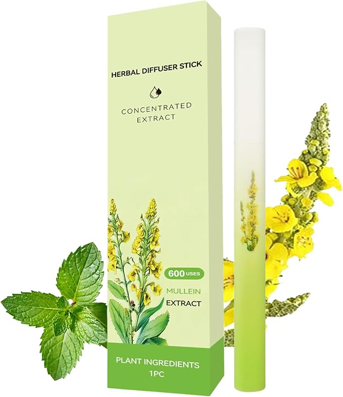 Mullein Herbal Diffuser Stick, Non-Electric Pocket-Sized Quit Smoking Inhaler, Natural Fresh Scent for Calm, 600 Uses