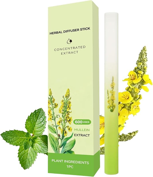Mullein Herbal Diffuser Stick, Non-Electric Pocket-Sized Quit Smoking Inhaler, Natural Fresh Scent for Calm, 600 Uses