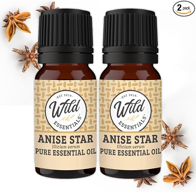 Wild Essentials Anise Star 100% Pure Essential Oil 2 Pack - 10ml, Therapeutic Grade, Made and Bottled in The USA