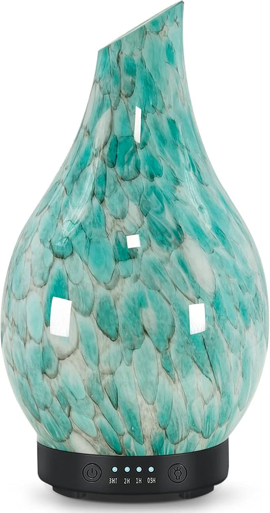 Essential Oil Diffuser 120ml Ultrasonic Aromatherapy Diffuser with Handmade Glass BPA Free, Auto Shut-Off 4 Timer Setting 7 Colors Changed LED for Home Yoga Office (Cobblestone)