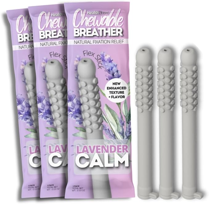 Smokeless Inhaler 3 Pack, Flex Chewable-Breather, Aromatherapy Breathing Tool, Portable Fresh Air Diffuser for Habit Replacement, Wellness Quit Smoking (Lavender Calm - 3 Pack)