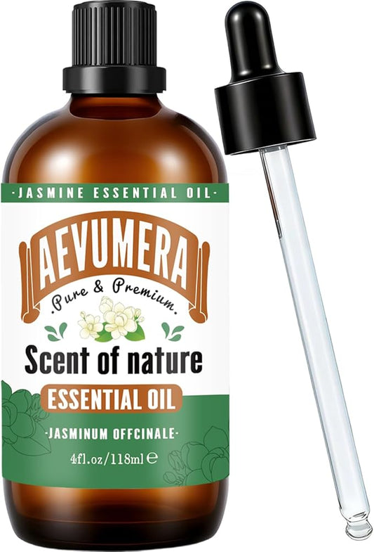 Jasmine Essential Oil 4fl.oz Pure and Natural Jasmine Oil for Diffuser, Massage, Skin Care, Aromatherapy, Candle Making, Perfume, DIY Soap - 118ml