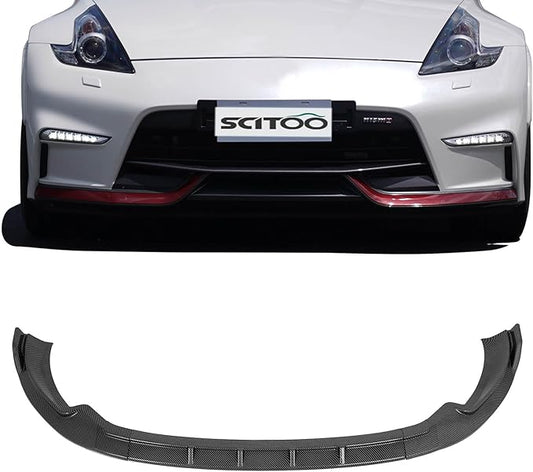 SCITOO Glossy Carbon Look Front Bumper Lip GT-Style Fits for 2013-2020 for Nissan 370Z PP Front Lip Spoiler