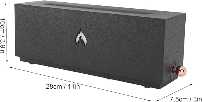 Flame Air Diffuser 3D Fireplace Appearance Multi Colored Fire Automatic Power Off 320ml Silent Flame Mist Air Humidifier for Bedroom Office (Black)