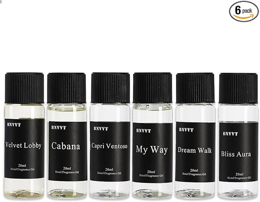 Hotel Diffuser Oil Fragrance Oil Set (6 x 20ml) – Luxury Aroma Oils for Diffuser, Inspired by Iconic 5-Star Hotels – Premium Scented Oil Gift Set for Home & Office