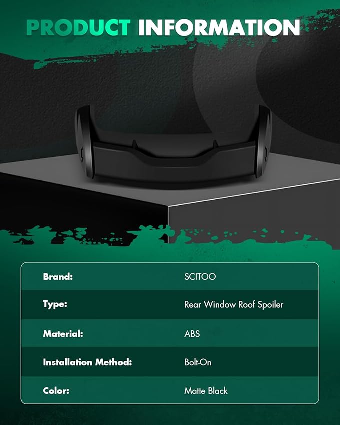 SCITOO Matte Black Roof Spoiler Body Kit Compatible with 2013-2021 for Ford Focus Hatchback Rear Window Roof Spoiler Splitter Chin Exterior Diffuser