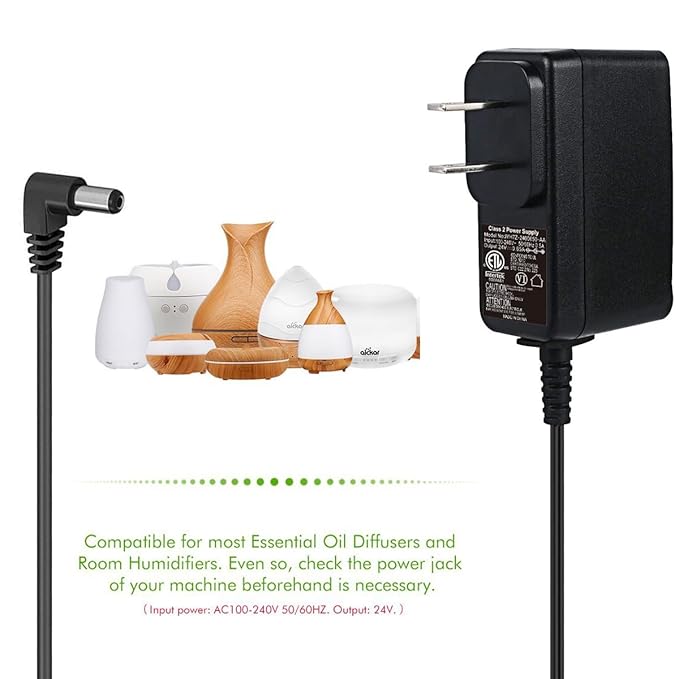 24V Wall Adapter, 120V AC to DC 24Volt Class 2 Power Supply Replacement for 120ml 150ml 300ml 500ml Essential Oil Diffuser Aromatherapy Humidifier, ETL-Listed Power Cord 6Ft