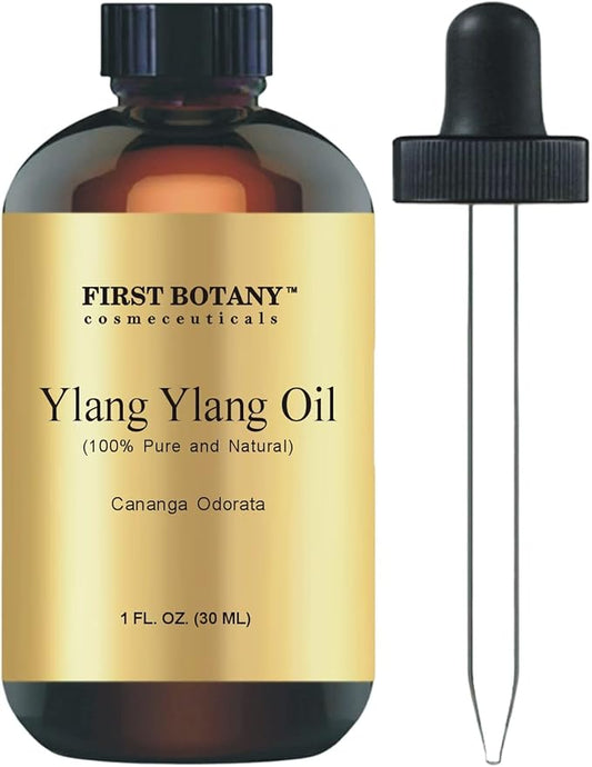 First Botany, 100% Pure Oil Ylang Ylang Oil - Premium Ylang-Ylang Essential Oil for Aromatherapy, Massage, Topical & Household Uses - 1 fl oz
